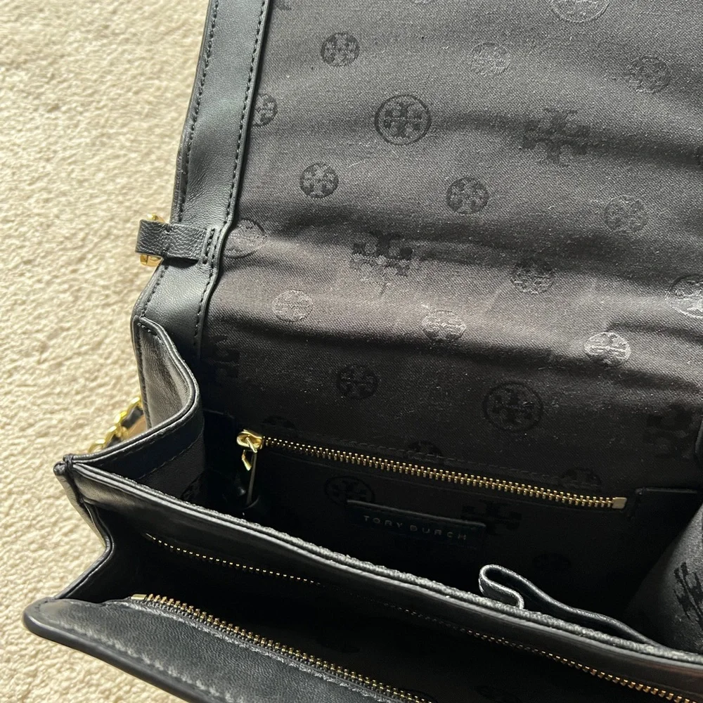 Tory Burch Black Quilted Leather Chain Crossbody